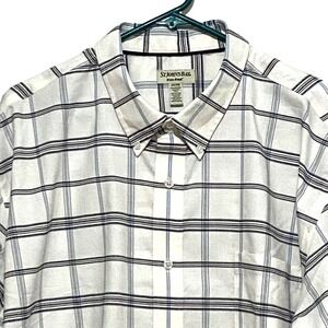 St‎ Johns Bay Iron Free Plaid Button Front Shirt XXL White Dress Casual Career